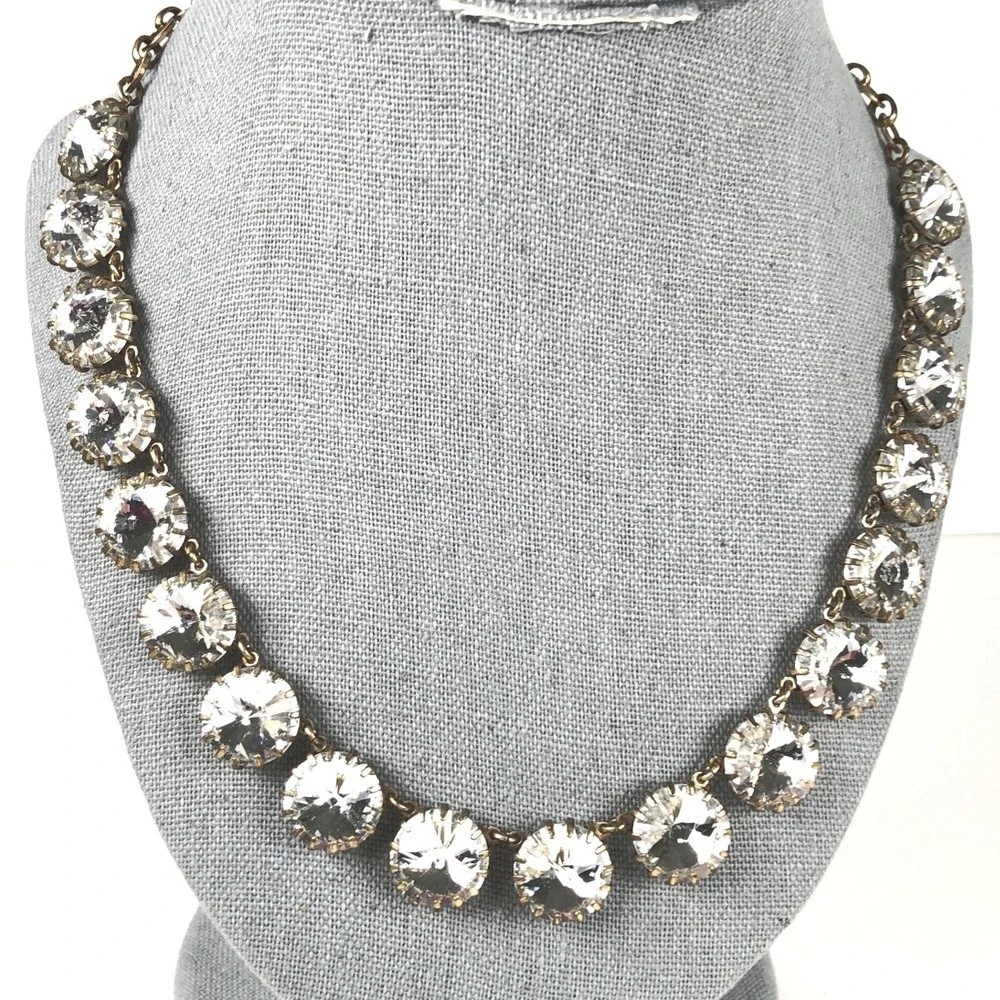 J Crew Anna Wintour Necklace Georgian Collet Rivière Rivoli Clear Crystal Brulee